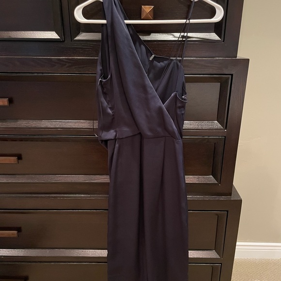 NWT Reiss navy satin one shoulder midi dress SZ 4 - Picture 3 of 4